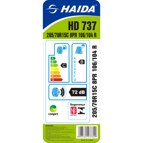 205/70 R15C 8PR 106/104R HD737 Haida - Image 2